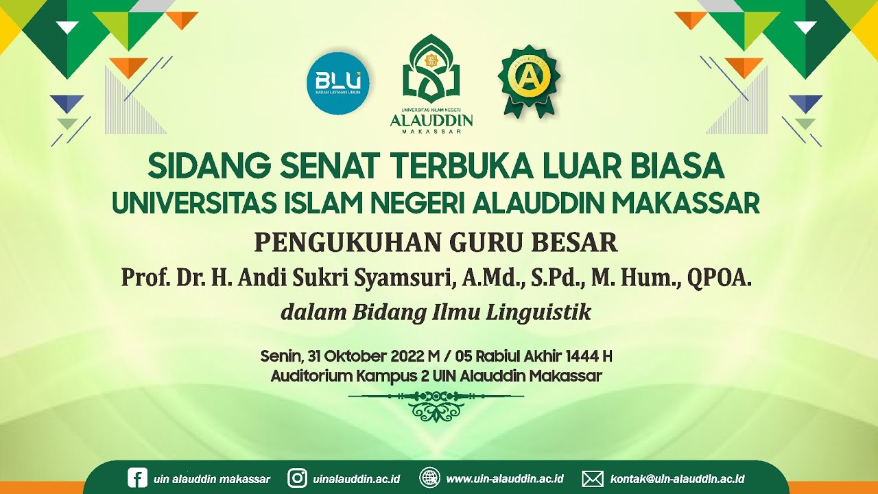 [LIVE] Pengukuhan Guru Besar Prof. Dr. H. Andi Sukri Syamsuri, A.Md., S.Pd., M.Hum., QPOA.