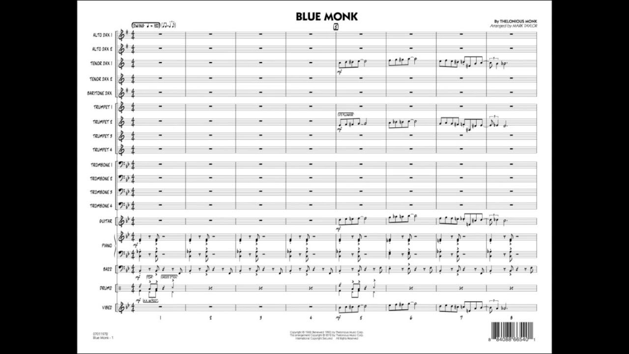 Blue Monk by Thelonious Monk/arr. Mark Taylor