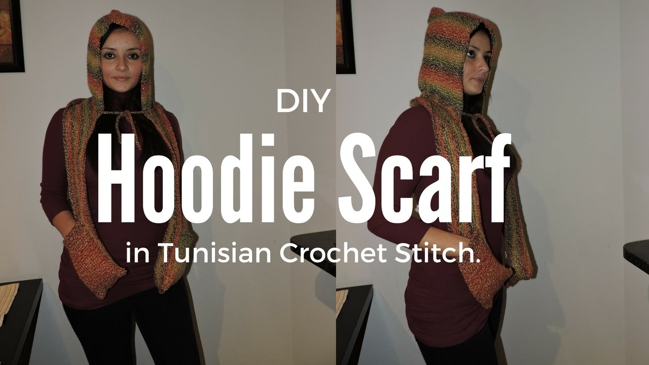 DIY Scarf Hoodie in Tunisian stitch