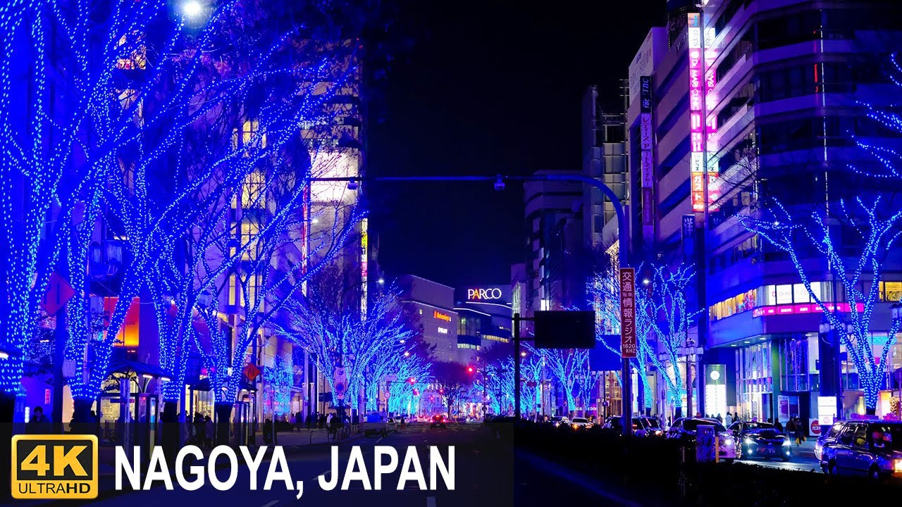 Night Walking Tour In Sakae, Nagoya JAPAN 4K ASMR