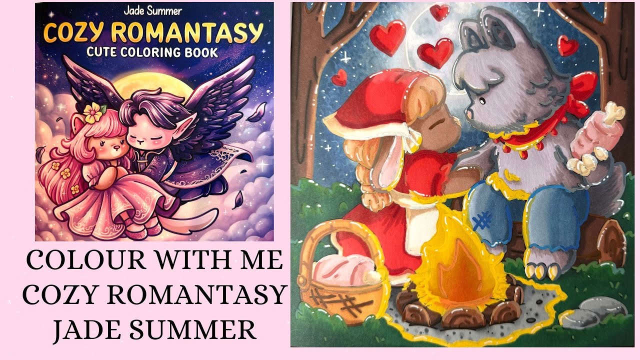 Cozy Romantasy Jade Summer🌸 Cozy Colour with me 🌸 Tutorial 🌸 Ohuhu alcohol markers 🌸Werewolf evening