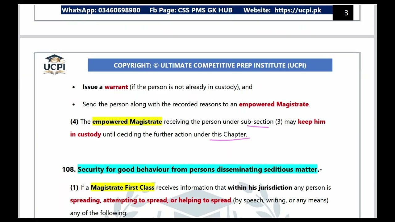 CrPC &ndash; PREVENTION OF OFFENCES (CHAP VIII) | Code of Criminal Procedure 1898 | EO, IO PERA | Khalil