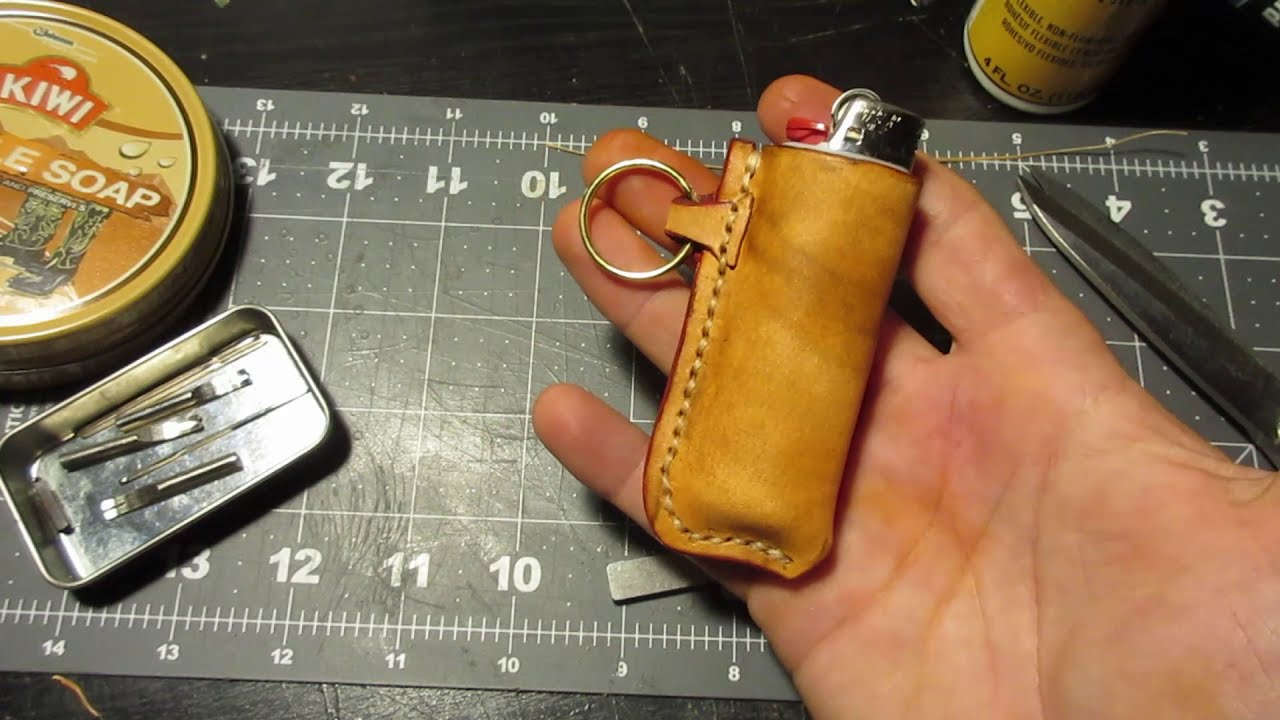 How to make a Leather Lighter Holster Keychain (FREE Template!)