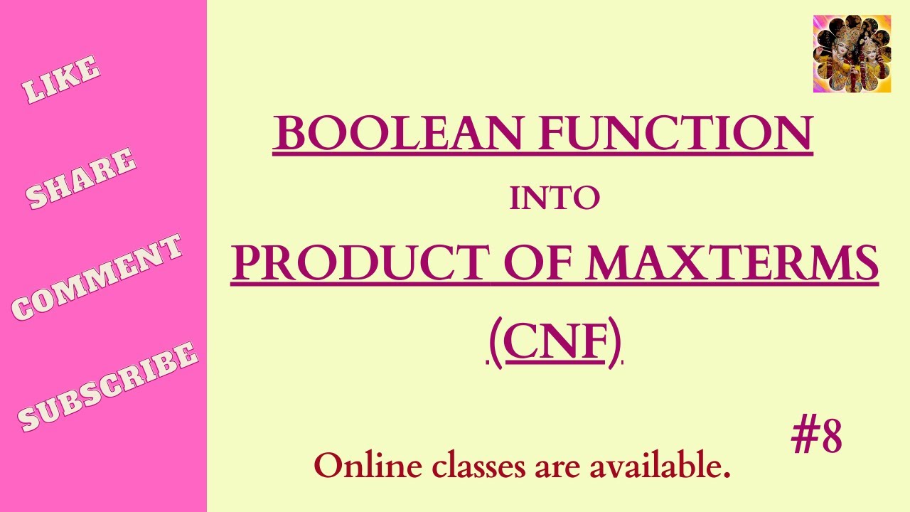 8. Boolean function into CNF,  Boolean function into Product of Maxterms  #discretemathematics