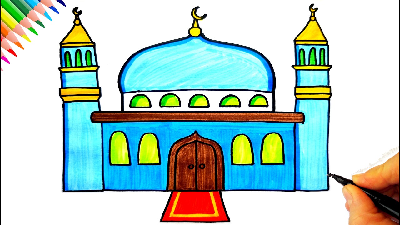 Cami &Ccedil;izimi 🕌 Ramazan Resmi &Ccedil;izimi - Cami Resmi Nasıl &Ccedil;izilir? - Mosque Drawing - Ramadan Drawing