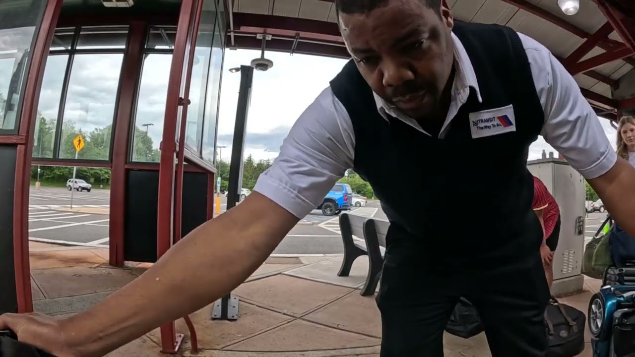 New Jersey Transit Bus: Getting On And Off The Bus Using a Wheelchair Lift