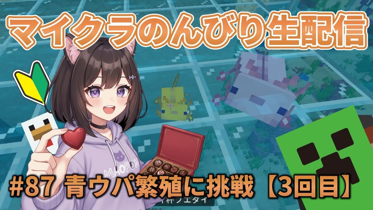 青ウパ誕生！【#87】マインクラフト初心者のんびり生配信【青ウパ繁殖に挑戦(3回目)】