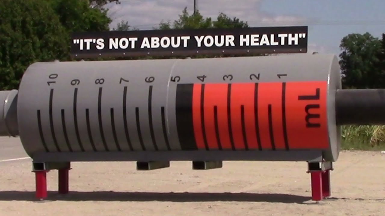 WORLD'S LARGEST METAL COVID SHOT SYRINGE - Side View (Observed by: Norm Rasmussen)