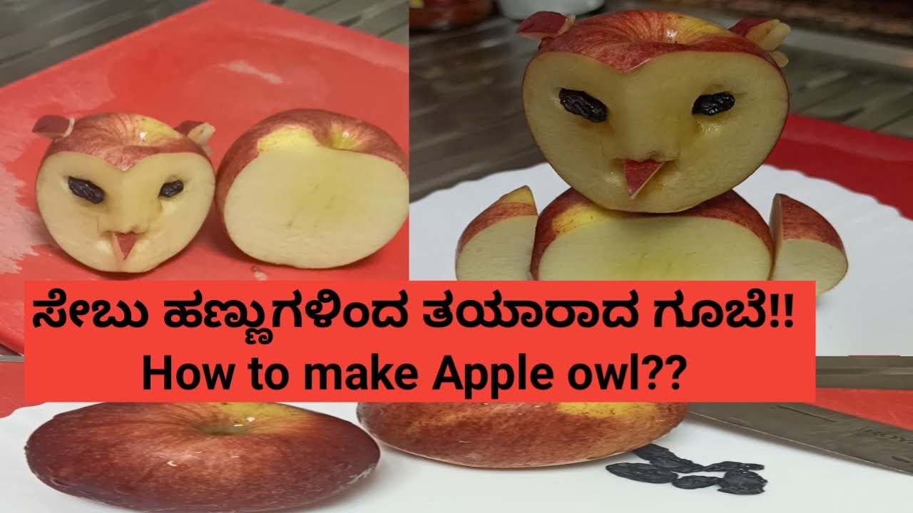 How to make Apple  Owl|ಸೇಬು ಹಣ್ಣುಗಳಿಂದ ತಯಾರಾದ ಗೂಬೆ@dhritikannadavlogdubai