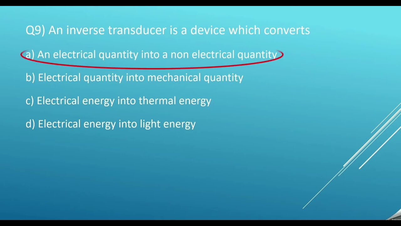 Multiple Choice Questions on Sensors and Transducers