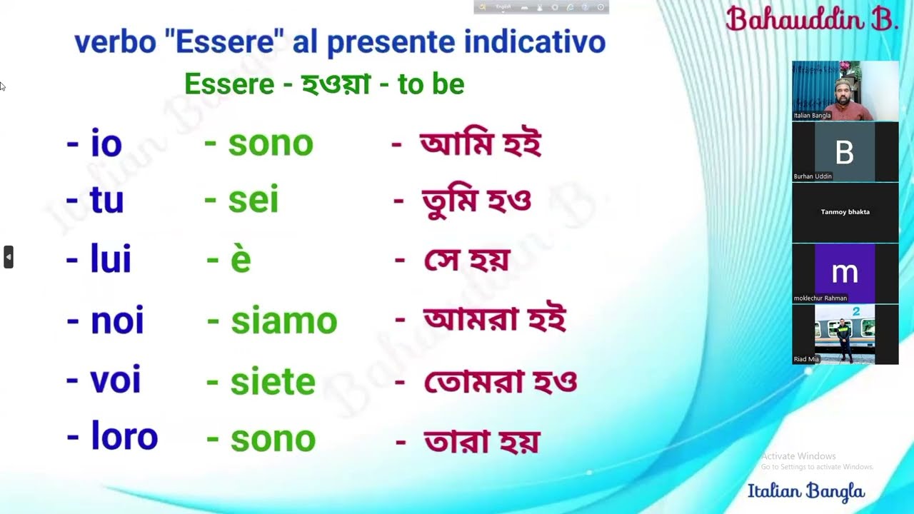 Italian language 36 - ইতালিয়ান ভাষার সাধারণ অতীতকাল (passato prossimo) verbo essere