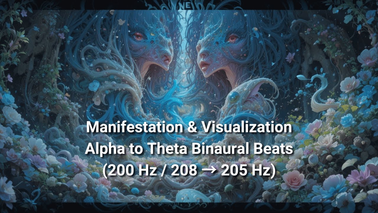 Manifestation & Visualization – Alpha → Theta Binaural Beats (200 Hz / 208 → 205 Hz)