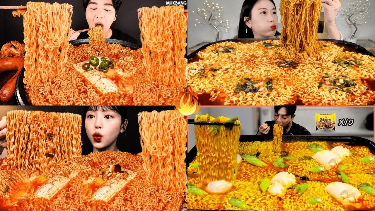 Extreme  Spicy Ramen Mukbang 🔥 Hot Noodle Soup Mukbang Compilation || Mix noodles🥵