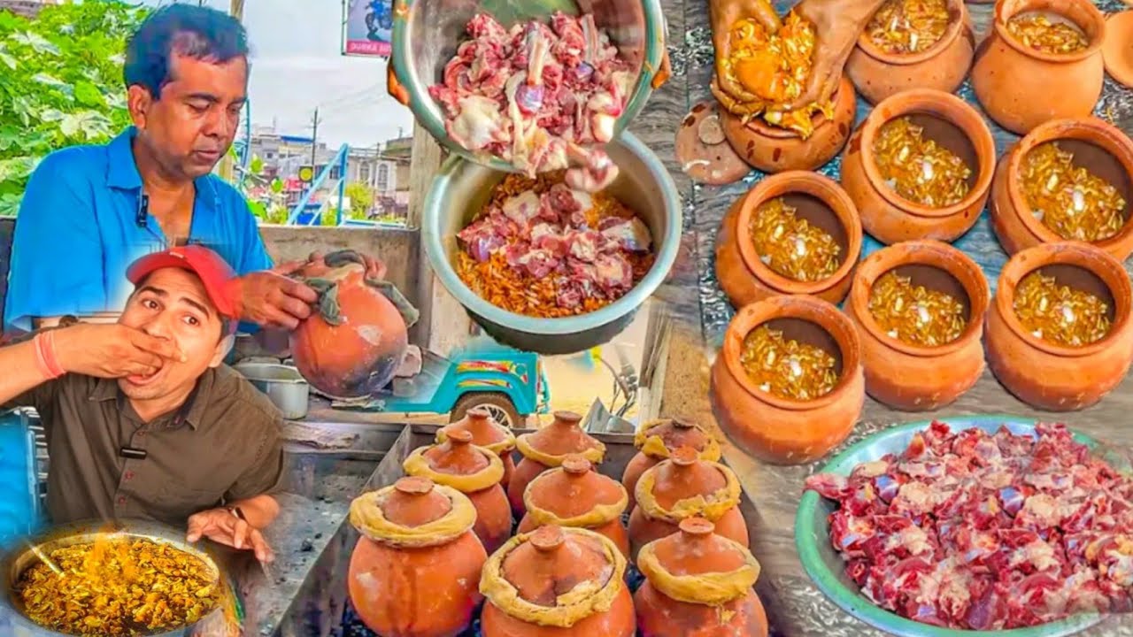 असली देसी खस्सी बकरे का HANDI MUTTON | दुमका का फेमस मटन हांडी ।