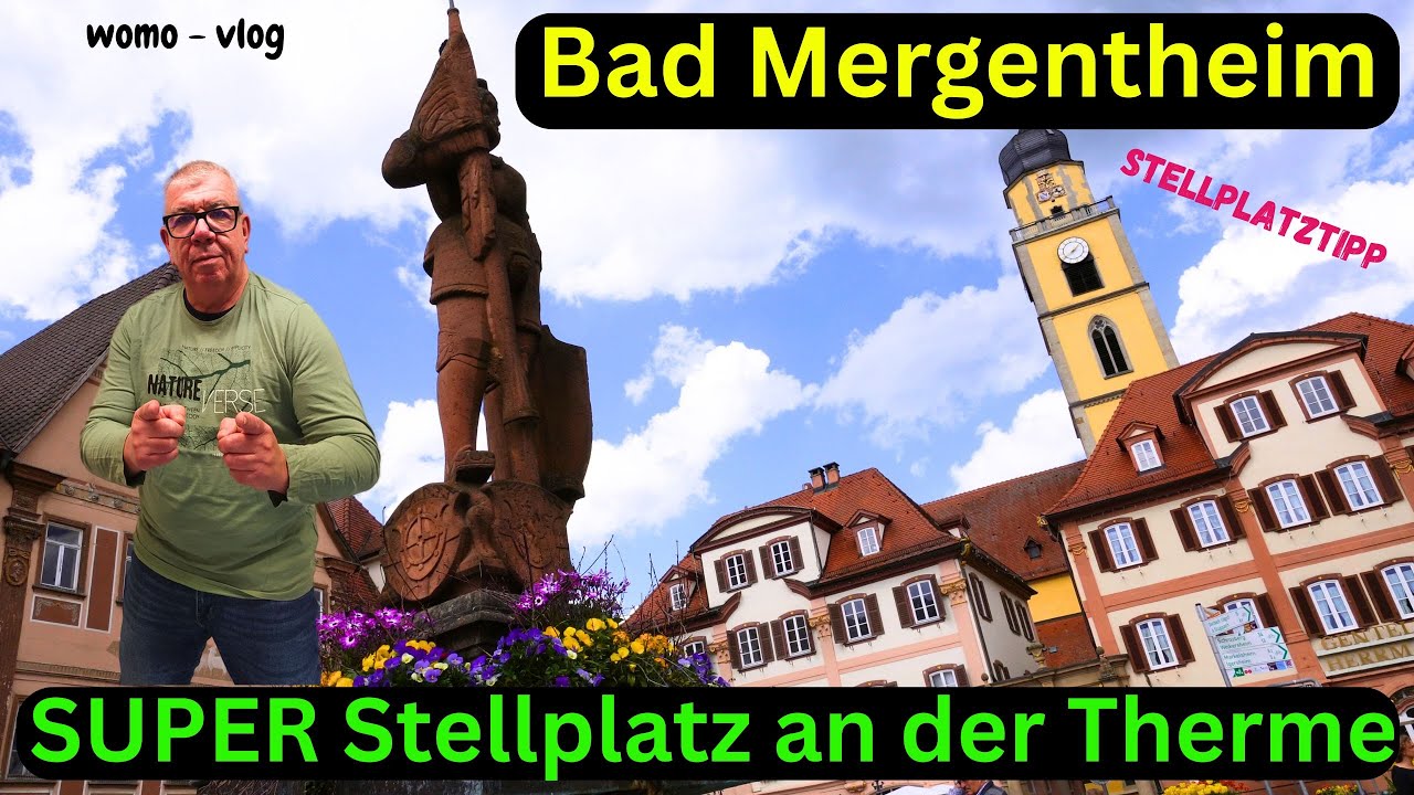 Super Wohnmobilstellplatz in Bad Mergentheim Therme, Altstadt, Kurpark, alles zu Fuß erreichbar