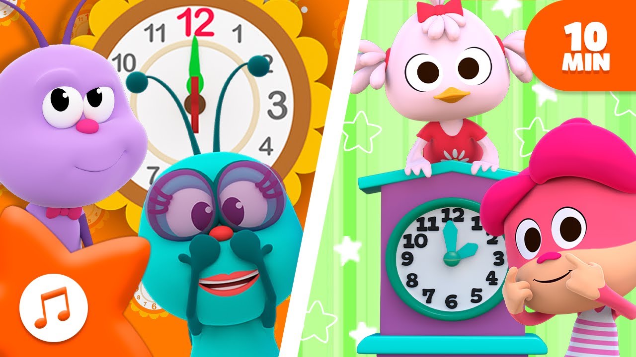Hickory Dickory Dock + Head, shoulders, knees & toes 🕰️ BOOGIE BUGS & ZOO SONGS🐞 MIX 🌈 Kids Songs