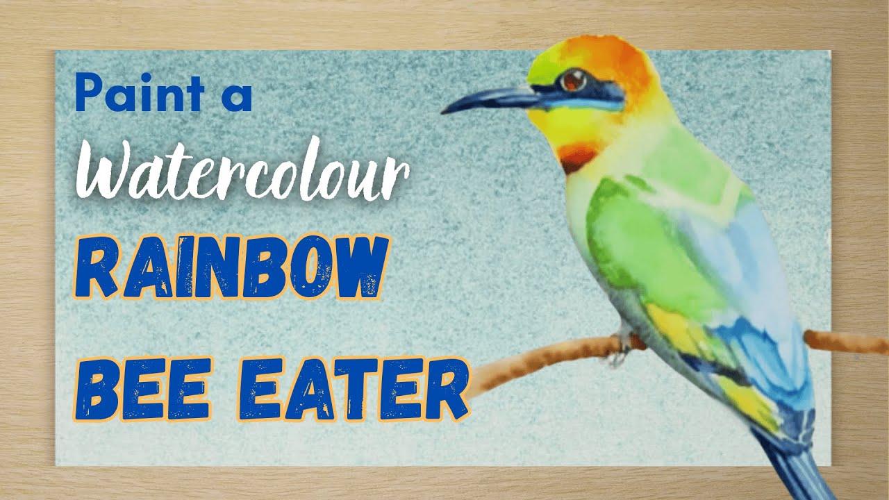 Paint a vibrant  Watercolour Bee Eater Bird (Step-by-step)