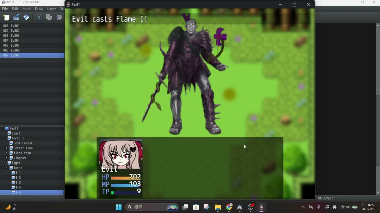 Evil rpg first boss test!(with heat music)