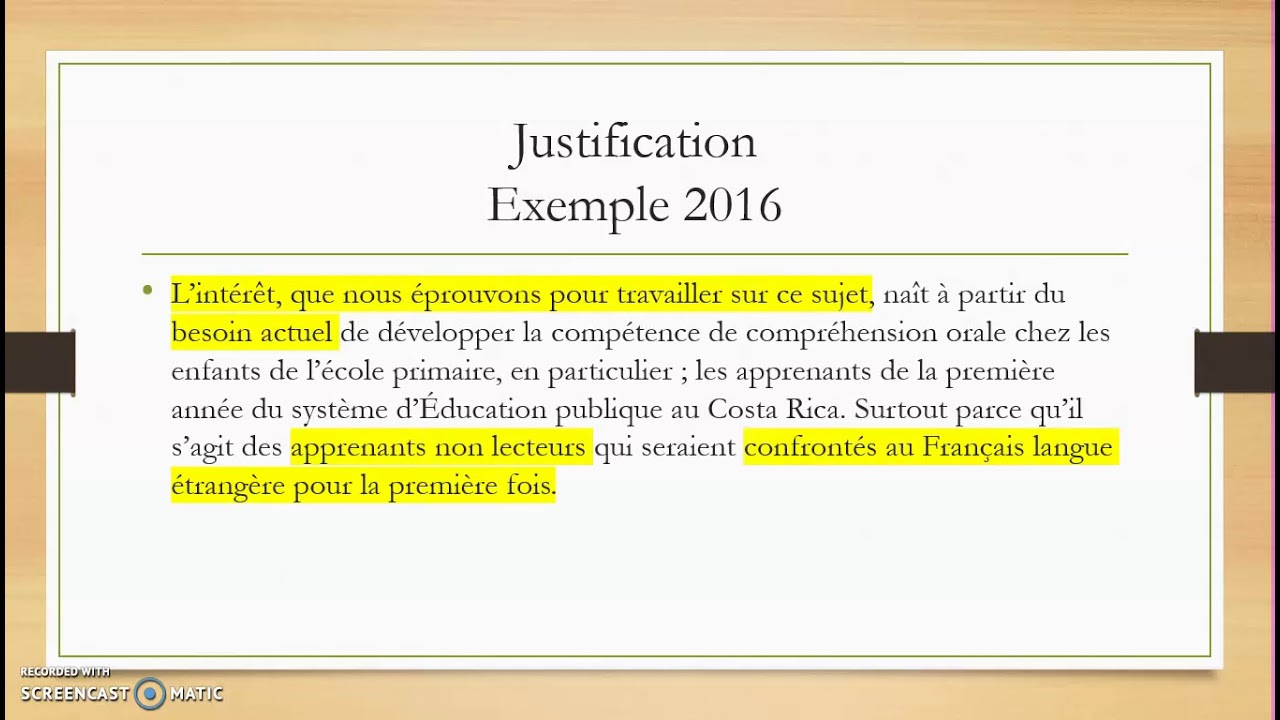 La justification de recherche-UCR