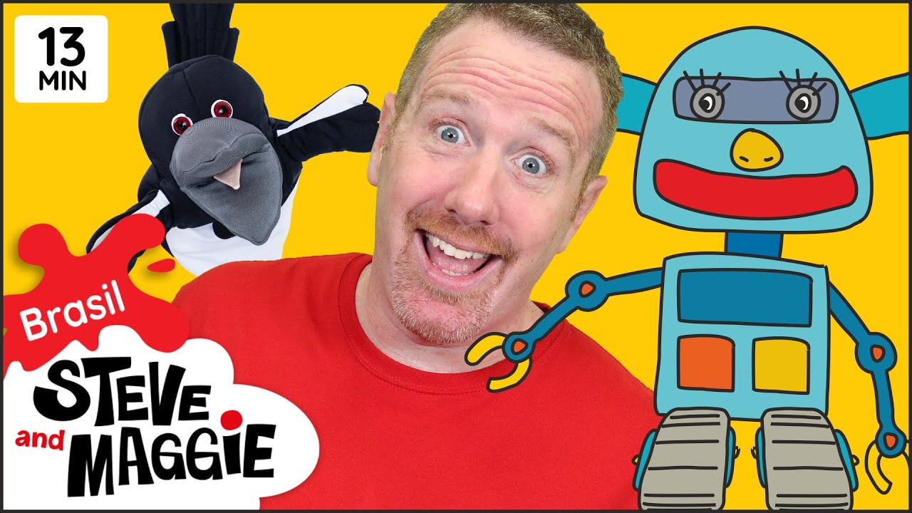 Robôs para Crianças brincando com Steve and Maggie Brasil | Histórias e Mais para Crianças