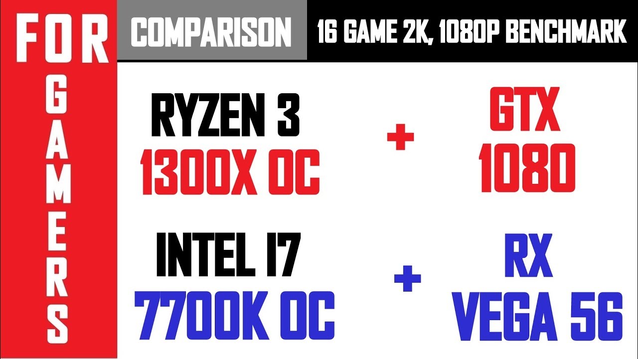 Ryzen 3 1300X OC + GTX 1080 VS Intel I7 7700K OC + RX VEGA 56 | Comparison |