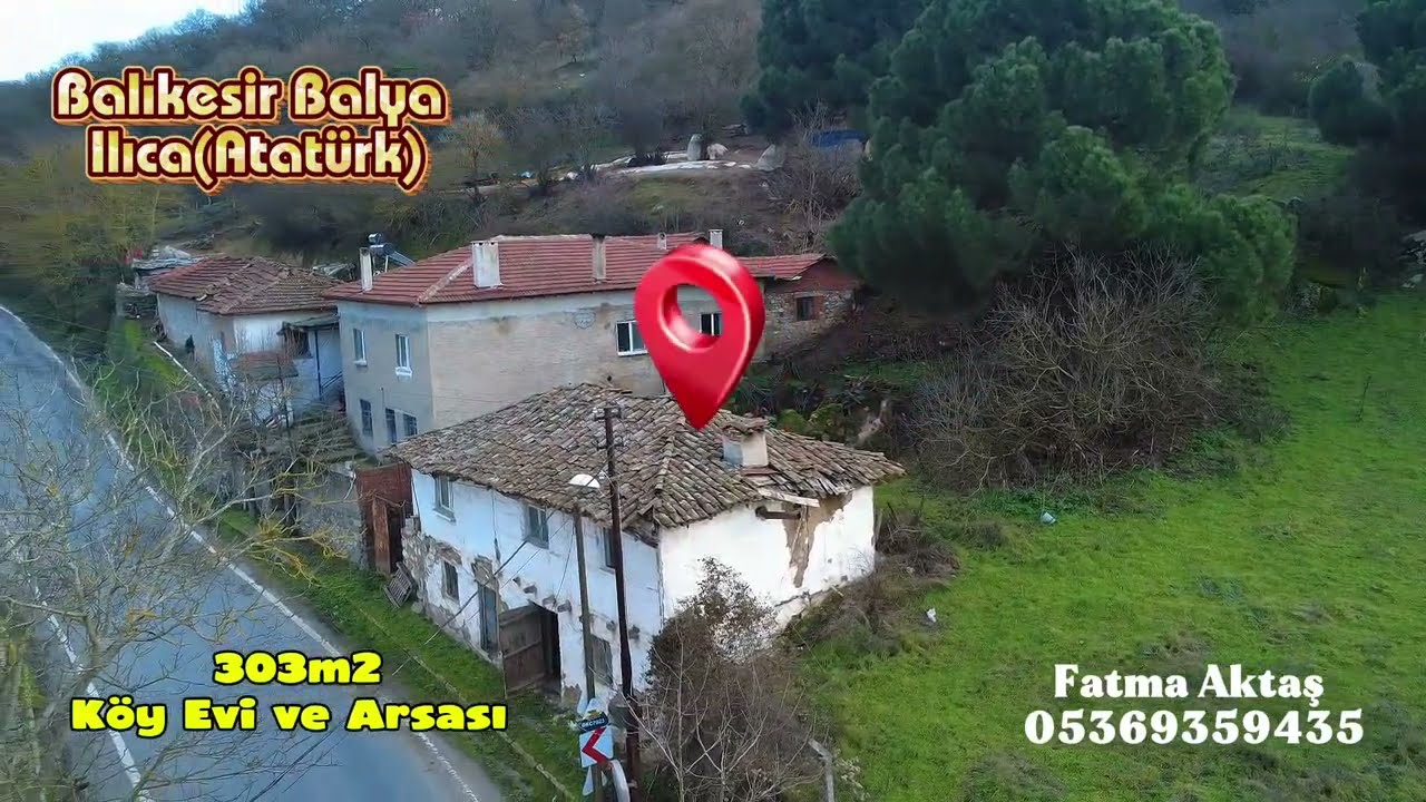 Balıkesir Balya Ilıca 303m2 arsa içinde Taş Temelli Ahşap Ev 05369359435
