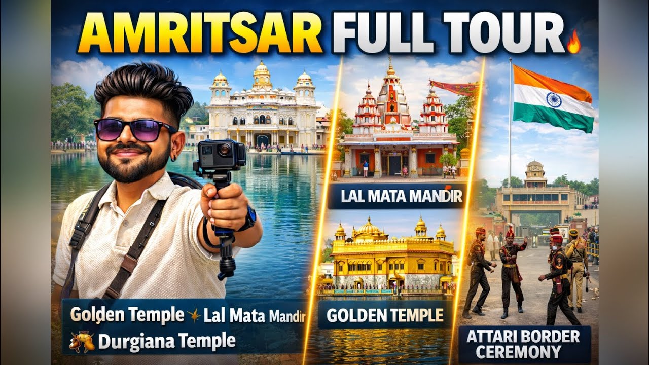 Amritsar Tour + Attari Border Parade 🇮🇳 Full Travel Vlog 2026 | Mumbai to Vaishno Devi 🙏