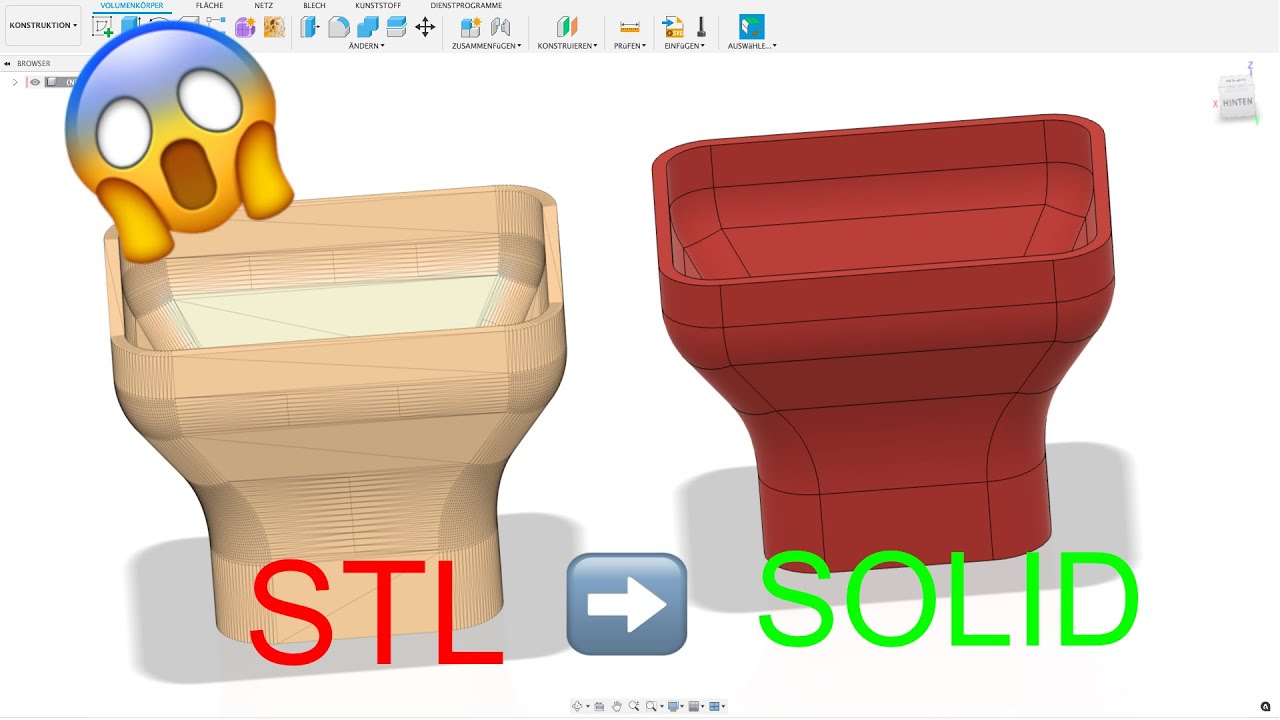 STL zu Solid Fusion 360 Tutorial Deutsch CAD