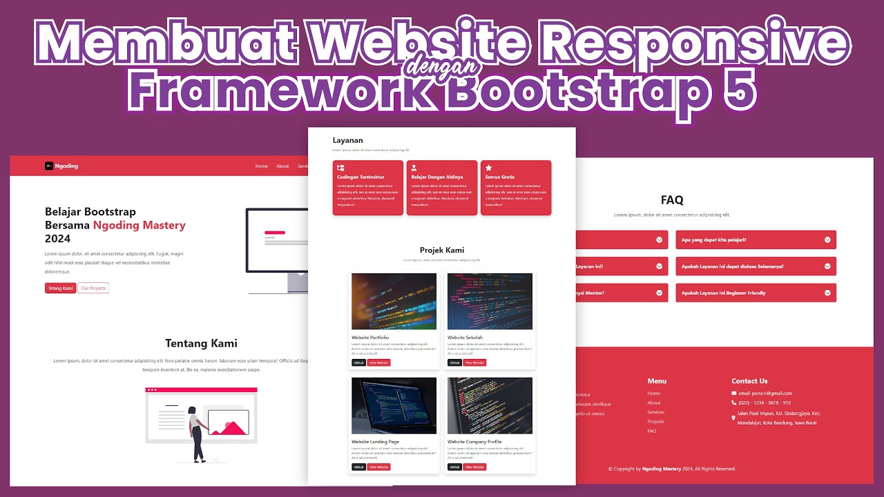 Tutorial Membuat WEBSITE RESPONSIVE dengan Bootstrap 5 (2024)🚀+ Deploy ke GITHUB PAGES