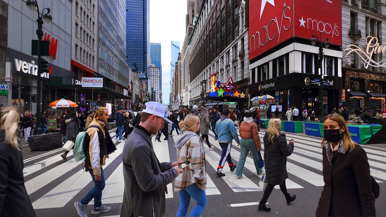 4k New York Walk 🗽 Macy's, Bryant Park, Times Square, Columbus Circle