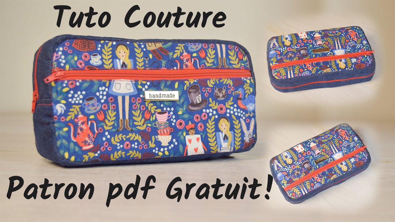 Comment coudre une trousse scolaire 2 compartiments en jean - Patron Gratuit - Couture Facile Mimi