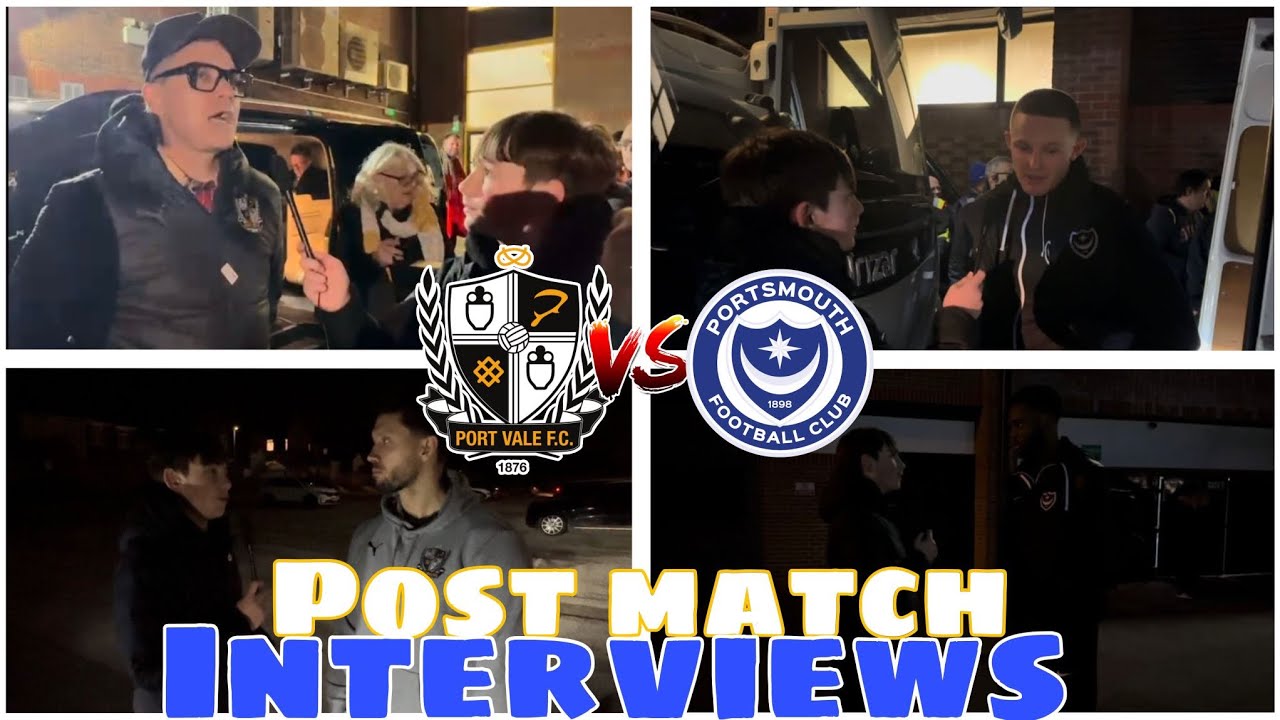 Port Vale V Portsmouth post match interviews | Robbie Williams , Kamara , Bishop & Jason Lowe | AB7