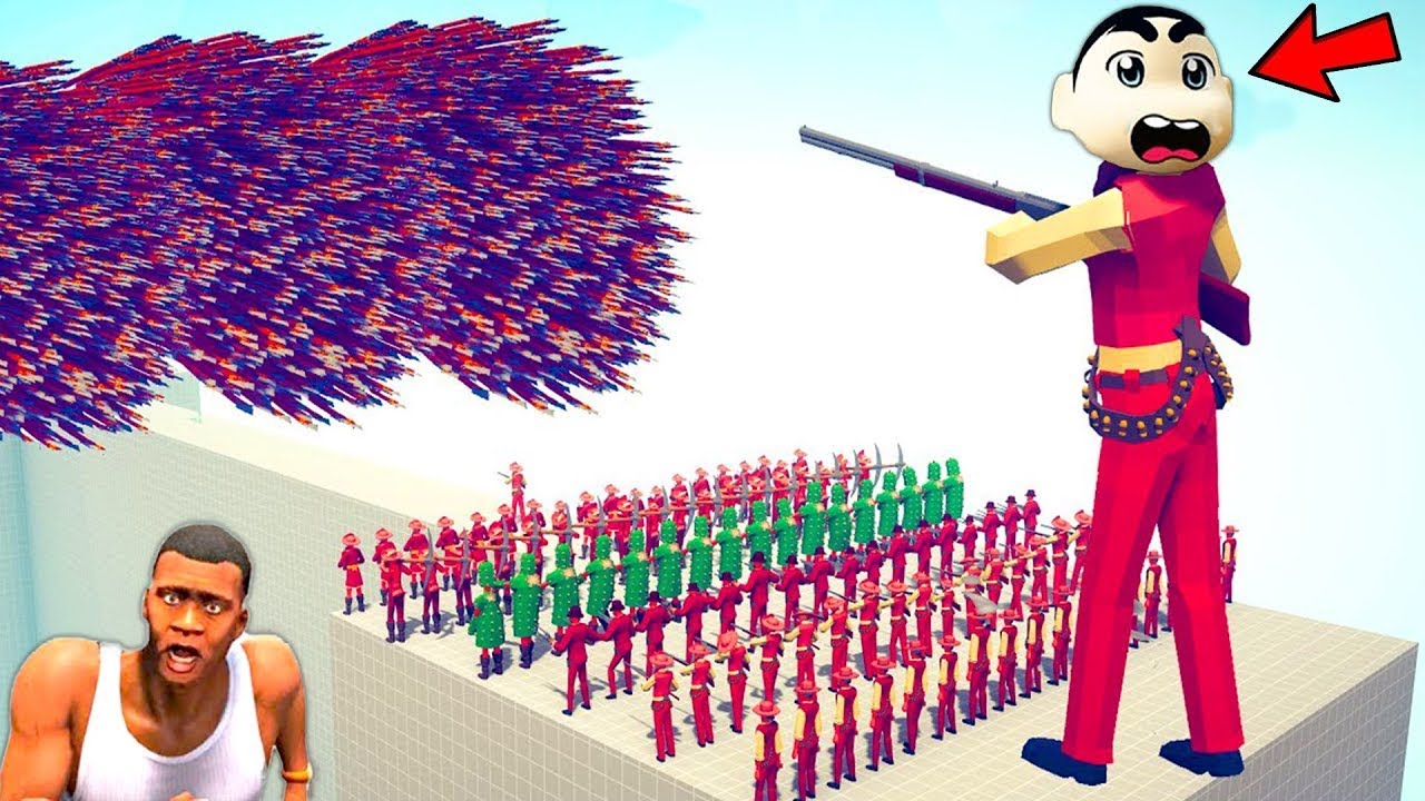 SHINCHAN CHOP ARMY vs AMAAN ARMY in BATTLE | Shinchan and franklin fight Totally accurate battle sim