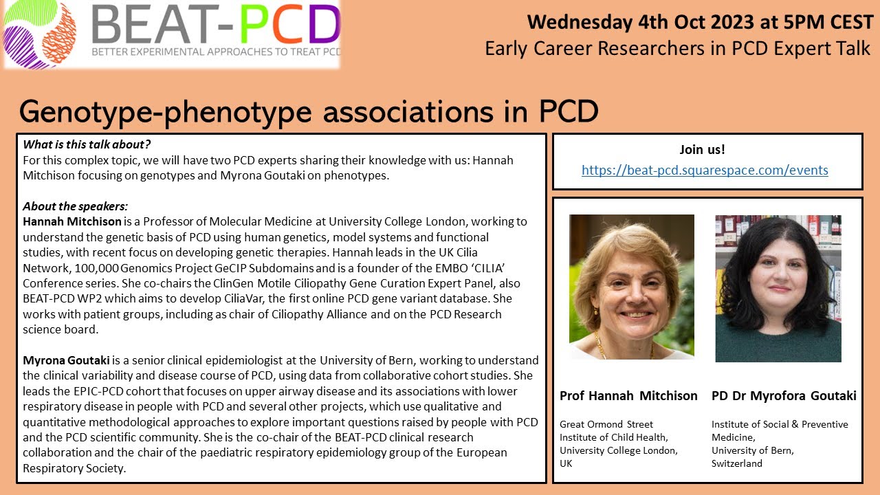 PCD expert talks: Genotype-phenotype associations in PCD