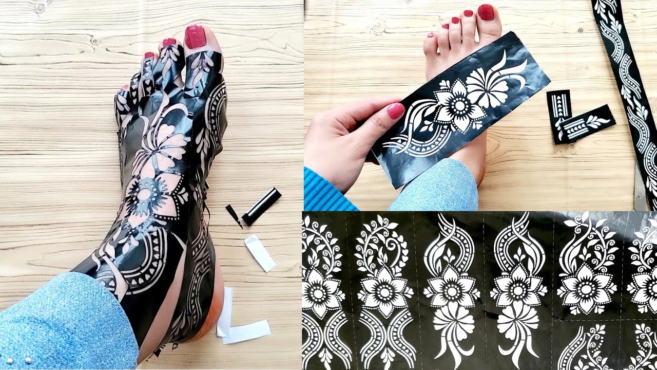 اجمل لواصق الحناء😍 استكرات نقش الحناء  Arabic henna mehndi stickers for feet mehndi designs