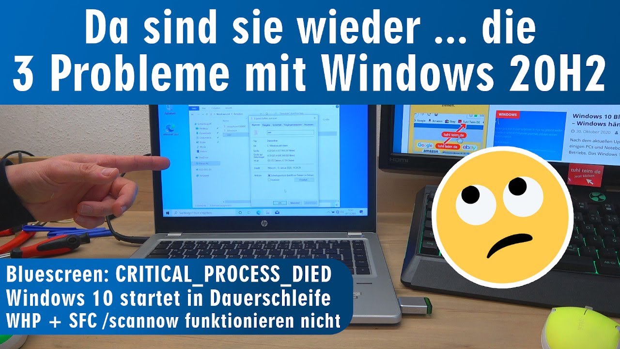 Da sind sie wieder ... die 3 Probleme mit Windows 10 Version 20H2 🙄️ Bluescreen ▪️ Startet nicht