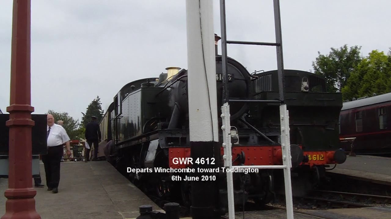 GWR 4612 DEPARTS WINCHCOMBE TOWARD TODDINGTON 6TH JUNE 2010 G&WSR