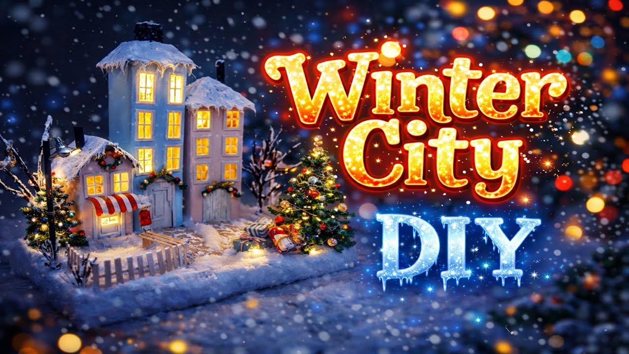 HandMade Winter Wonderland Miniature Town with Cozy Lights and Festive Details DIY