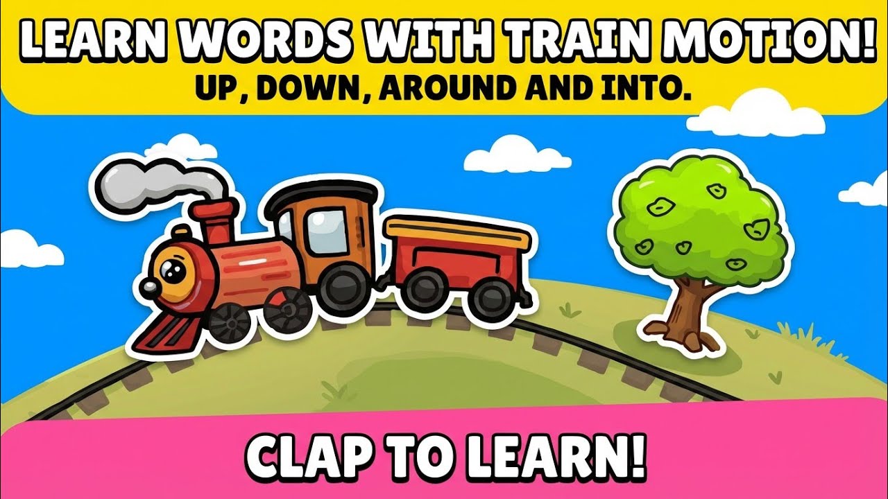 Learn Action words|Up,Down, Around and Into|MOVE UP and Down|Train learn words| Toddler Learning|Kid
