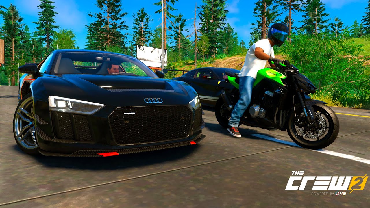 Audi R8 VS Kawasaki Z1000R - Test De Velocidad | The Crew 2 Online