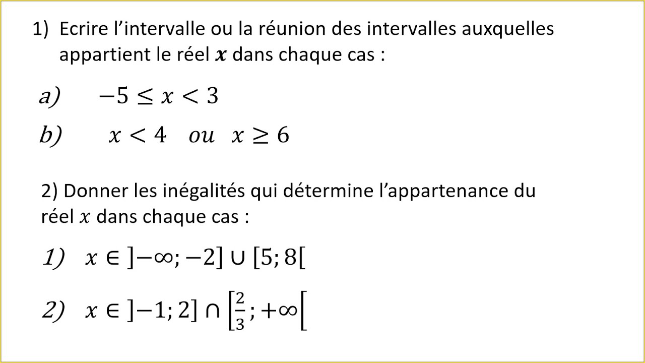 Exo1 dans les intervalles ► Ordre dans l'ensemble R, TRONC COMMUN SCIENTIFIQUE ET TECHNOLOGIQUE