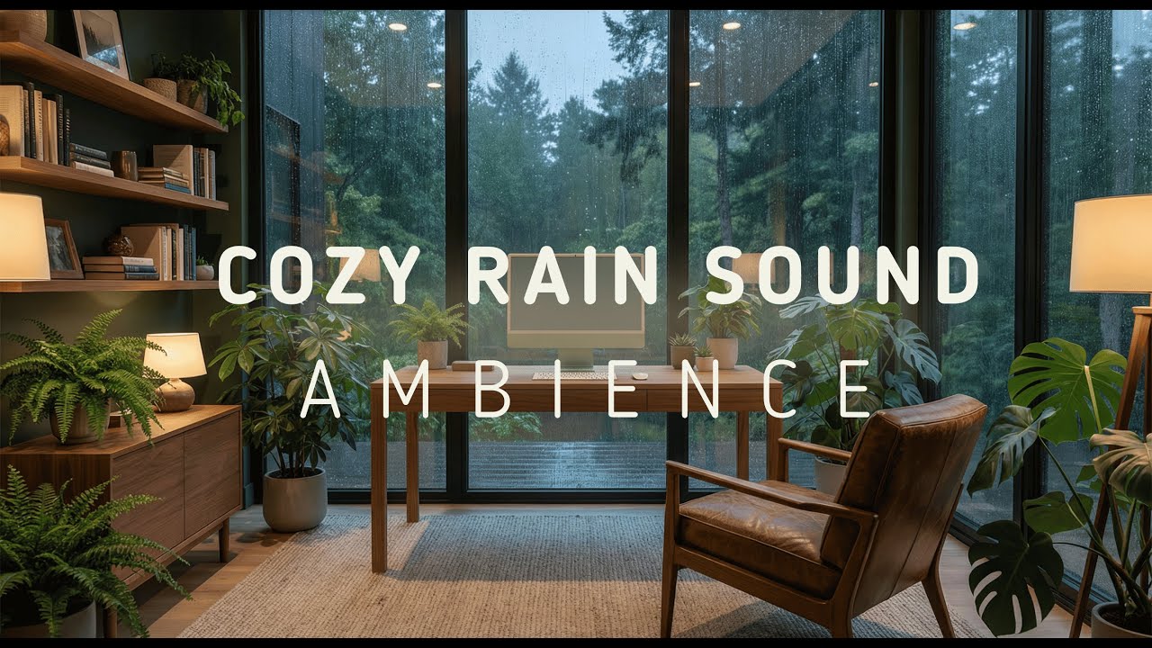 2 Hours of Rain Jungle Office Ambience | Cozy Focus Workspace Sounds