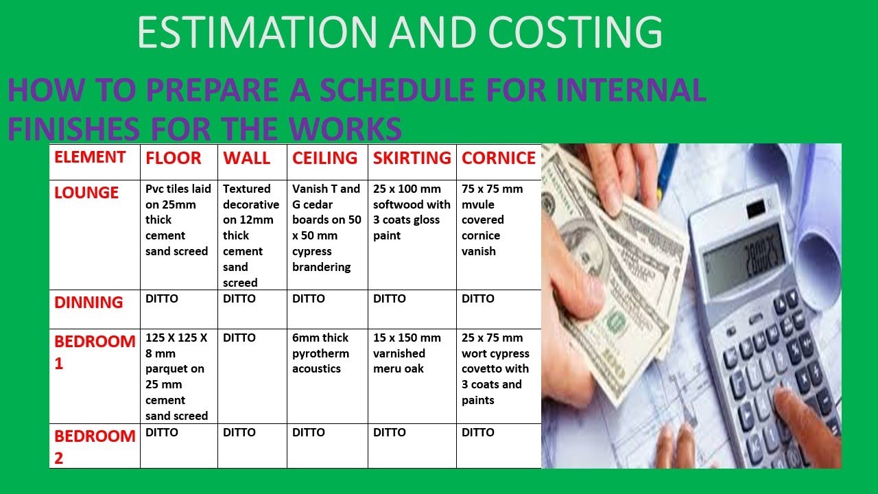 How To Prepare Schedules for Internal Finishes For Works