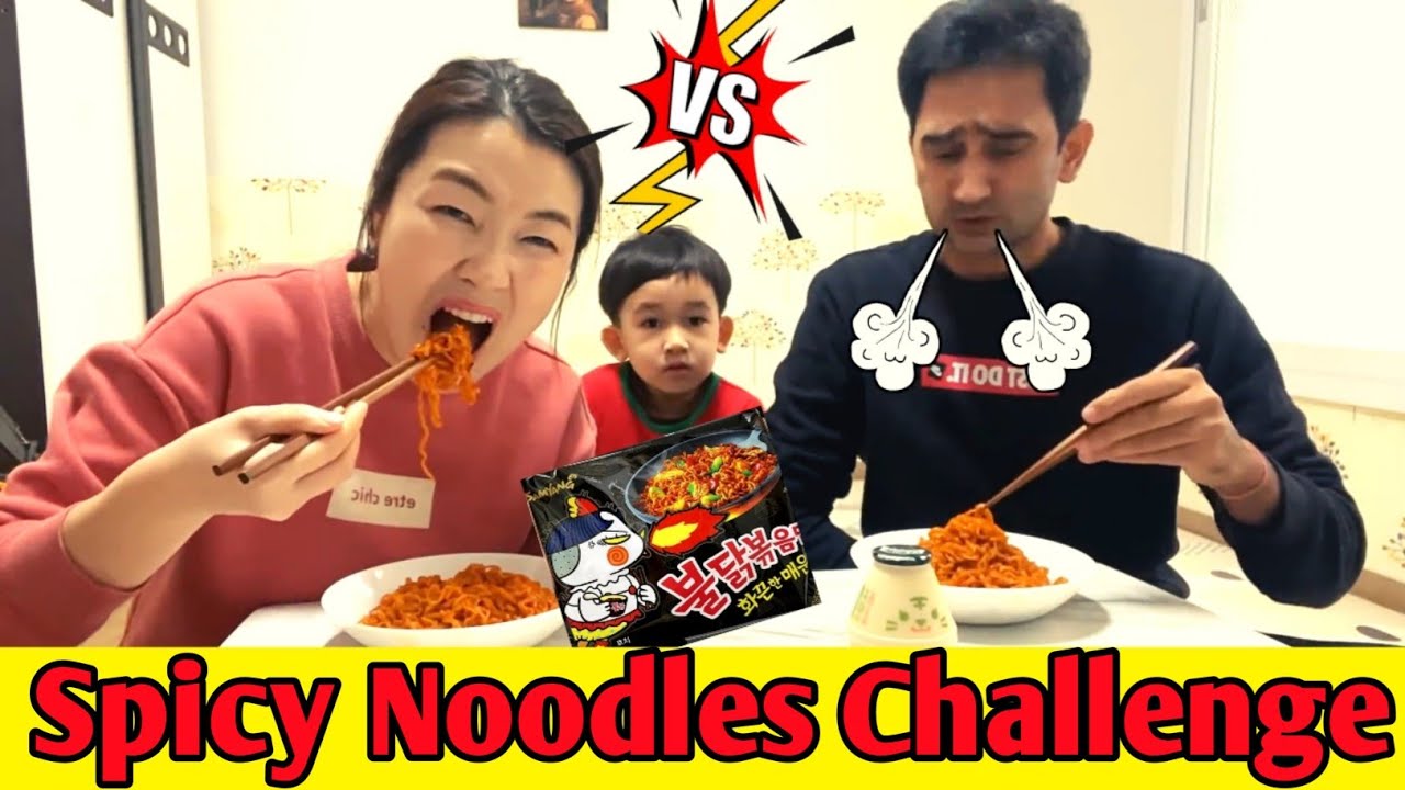 Indian v/s Korean | Spicy noodles challenge 🌶️🔥ㅣCouple challenge
