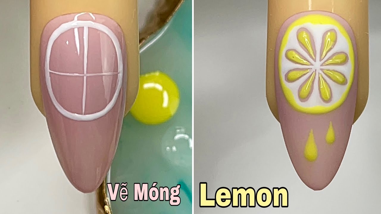 Easy Lemon Nails Art For Beginner 💖Vẽ Móng 💅 New Nails Design 💝 New Nails