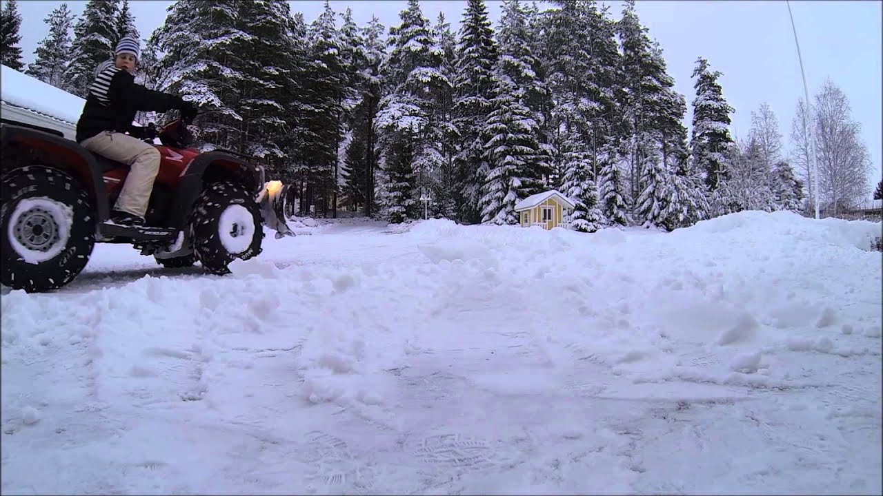 ATV snow plowing Finland (GoPro)