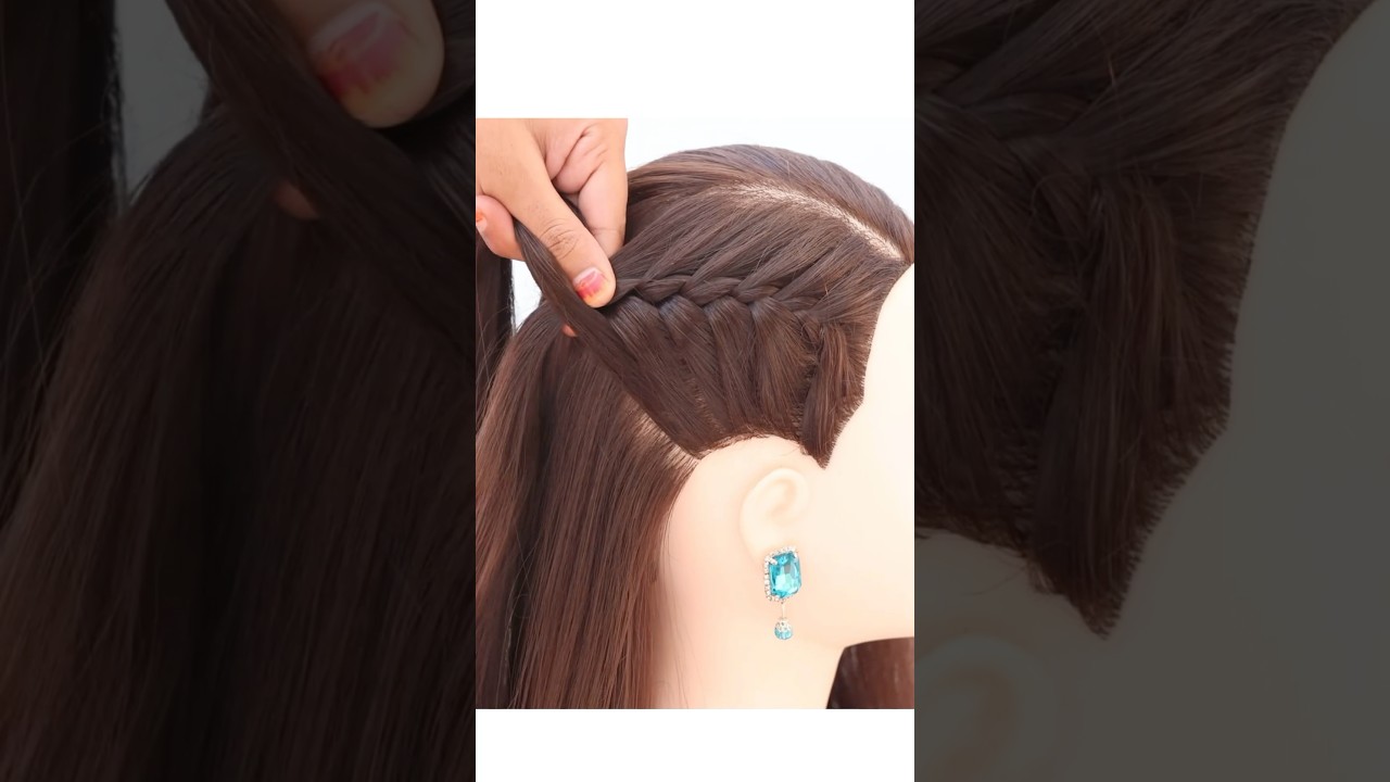 Side french braid hairstyle for girls