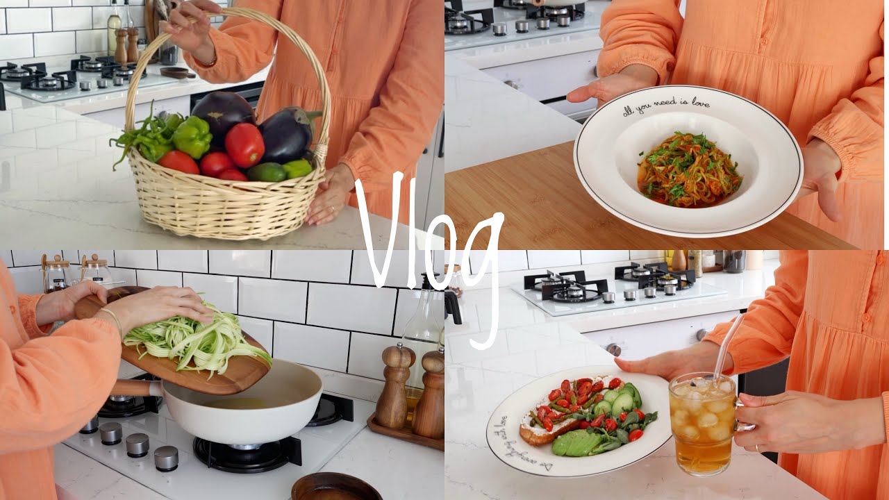 76| Bahçemde Hasat Vakti 🍆🫑🍅, Kabak Spagetti 🍝, Diyette Neler Yiyorum?
