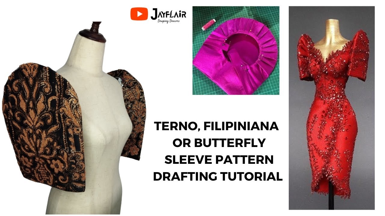 TERNO, FILIPINIANA OR BUTTERFLY SLEEVE PATTERN DRAFTING TUTORIAL, easy step by step tutorial