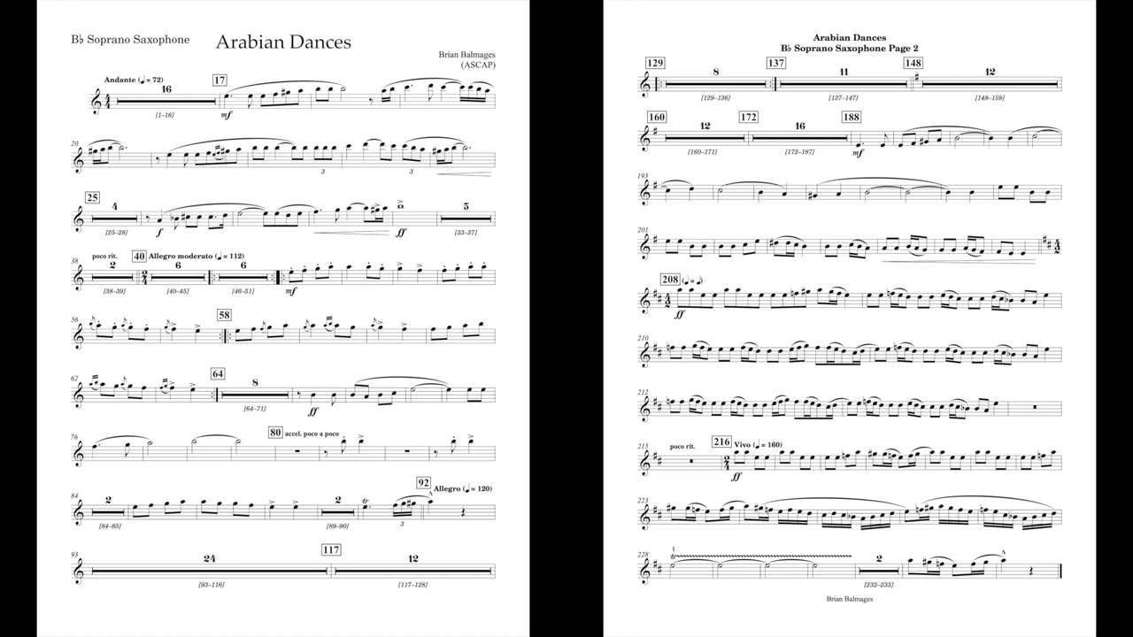 Arabian Dances (Soprano Sax part) by Brian Balmages